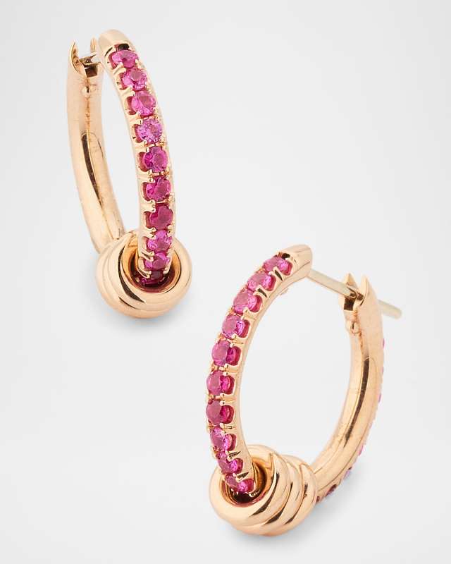 Ara 18K Rose Gold Pink Sapphire Hoop Earrings